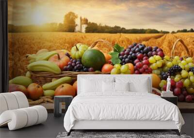 Bountiful autumn harvest season farm fresh fruit and grain, thanksgiving 
 Wall mural