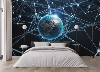 Global networking background, abstract illustration, wall paper design Wall mural