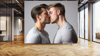 male gay couple kissing Wall mural