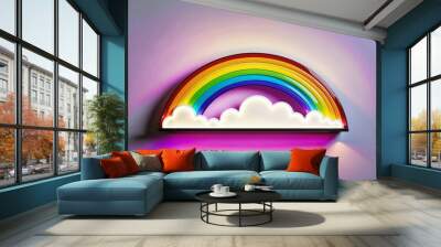 Rainbow Glow: A colourful neon creation Wall mural