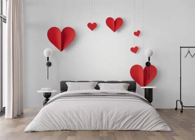 Red paper heart illustration Wall mural