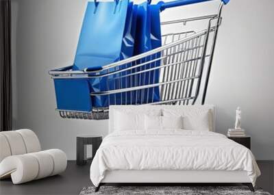 shopping bag or trolley cart, isolated Wall mural