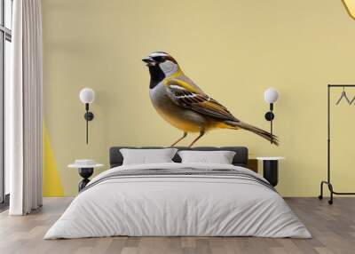 sparrow bird in yellow square frame podium presentation background  Wall mural