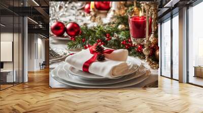 wonderful christmas decorated table Wall mural