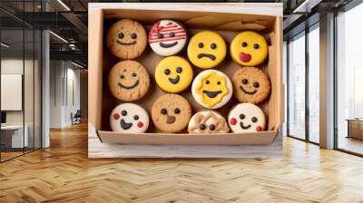 Box of Smiley Cookies Wall mural