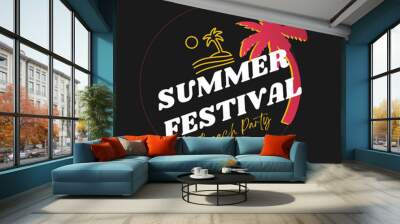 Summer Beach Festival typographic grunge vintage stencil style poster design. Retro vector illustration. Wall mural