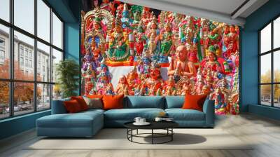 Indian God Idols and Traditional Statues Golu Festival Chennai India Wall mural