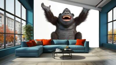 3d cartoon character little gorilla smiling isolated on white background Wall mural