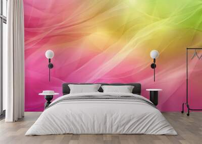 A vibrant, abstract background featuring soft, flowing waves in pink, yellow, and green hues, ideal for creative projects. Wall mural