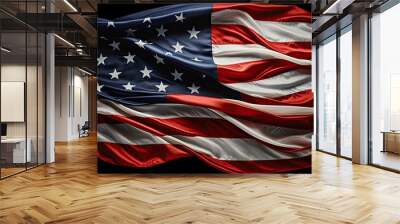 american flag isolated on black background Wall mural