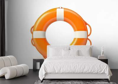 an orange life preserver isolated on white background Wall mural