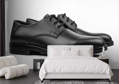 black men leather shoes isolated on white background Wall mural