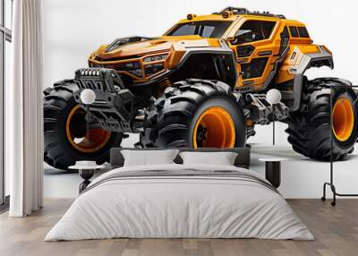 brown monster truck toy car remote control isolated on white background Wall mural