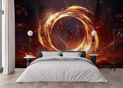 colorful fiery frame with an image of a black background Wall mural