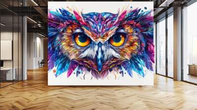 Colorful Owl with Feathers and Intricate Details Wall mural