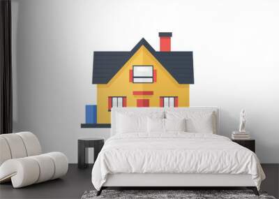 flat illustration of a colorful residential house isolated on a white background Wall mural