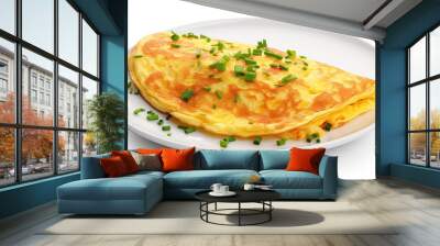 omelet on white plate isolated on white background Wall mural