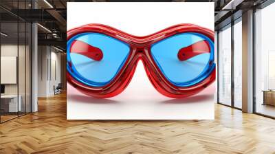 red diving goggles with transparent glass isolated on white background Wall mural