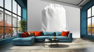 white drawstring bag isolated on a white background Wall mural