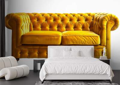 yellow velvet sofa isolated on white background Wall mural