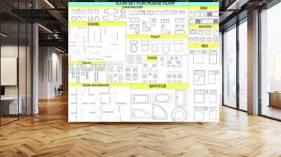 Illustration vector graphic of icon set for house plan good for suitable for home design, civil works, interior, etc Wall mural