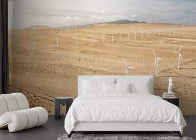 Aerial view of wind turbines at the desert Wall mural