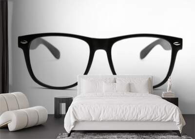 black retro nerd glasses on white background Wall mural