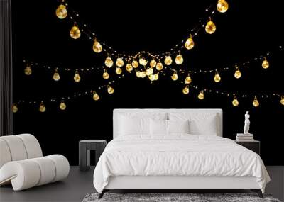 Christmas of wedding lights isolated on black background Wall mural