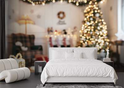 Empty defocused christmas room with copy space Wall mural