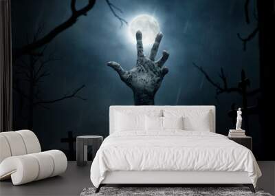 Halloween, dead hand coming out from the soil Wall mural