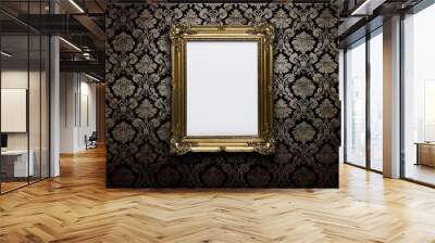 Ornate gold frame at grunge wallpaper with clipping path Wall mural