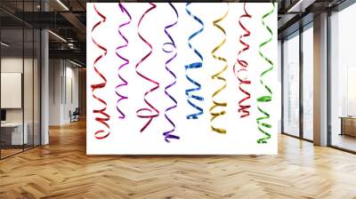 Set of colorful streamers isolated on transparent background, png file Wall mural