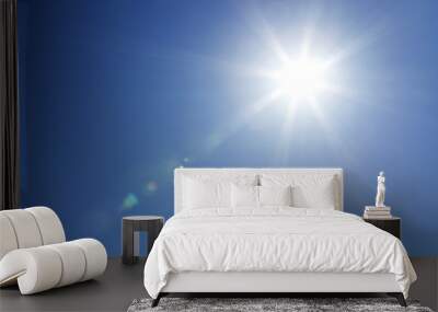 Shining sun at clear blue sky with copy space Wall mural