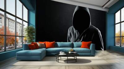 silhouette of hooded man or hooligan Wall mural