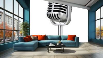 Vintage silver microphone isolated on white background Wall mural