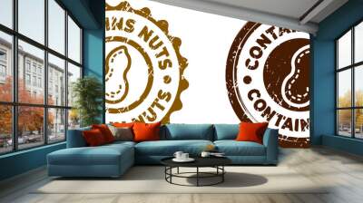 Contains Nuts stamps. Circle shape. Vector file. Grunge texture. Wall mural