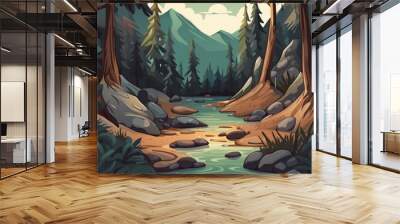 background illustration of wilderness nuance scenery Wall mural