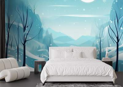 beautiful winter illustration background Wall mural