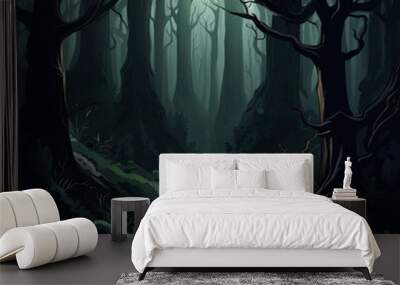 dark forest illustration background Wall mural