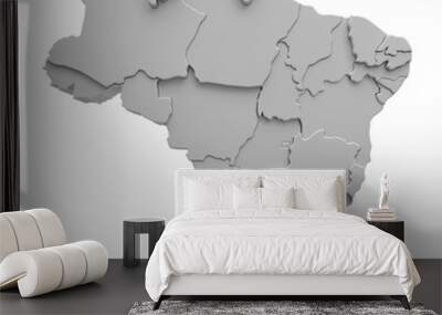 Isometric Brazil map on transparent background in 3d rendering Wall mural