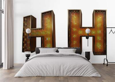 Letter H. Realistic alphabet with lights and grid Wall mural