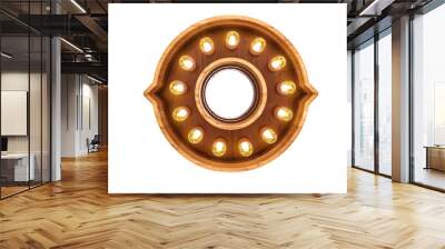 Number O with realistic light bulbs and wood isolated on white background. 3D illustration. Wall mural