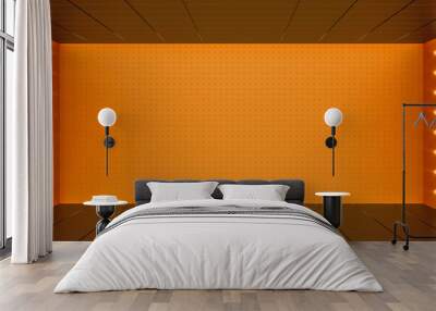 Orange background with neon lights in 3d render Wall mural