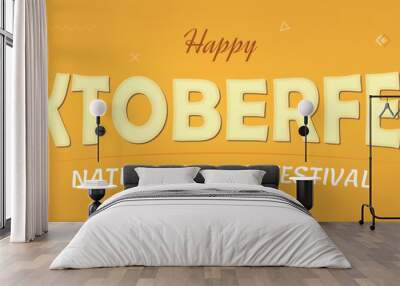 Oktoberfest beer festival, yellow abstract background, retro pattern, craft beverage, cover banner for drink event, party celebration Wall mural