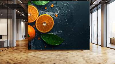 An orange with an orange slice Wall mural