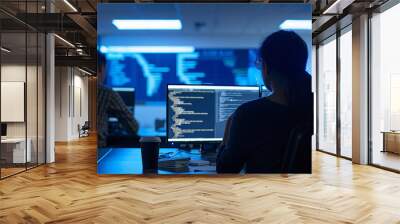 Two computer engineers are working in the office of an industrial company Wall mural