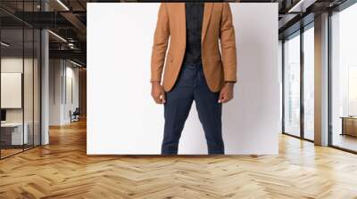 Full body shot of young happy African businessman smiling Wall mural