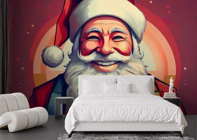 Happy Smiling Santa Claus with Gifts for Children Wall mural