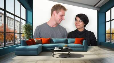 Portrait of young multi ethnic couple together Wall mural