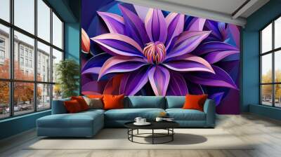 Purple Lily Flower Closeup Illustration Wall mural